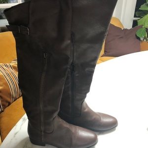 Brown, over-the-knee boots